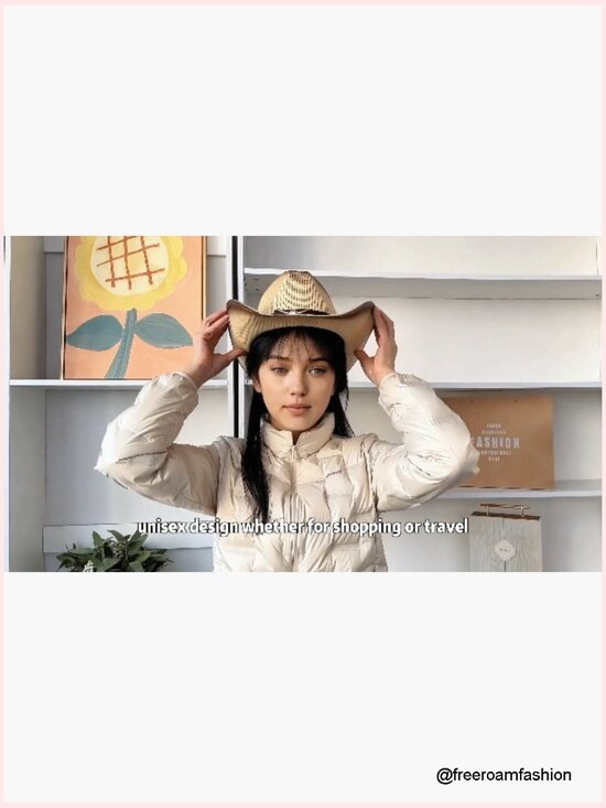 Western Straw Cowboy Hat with Shapeable Brim for Men Women main image 6